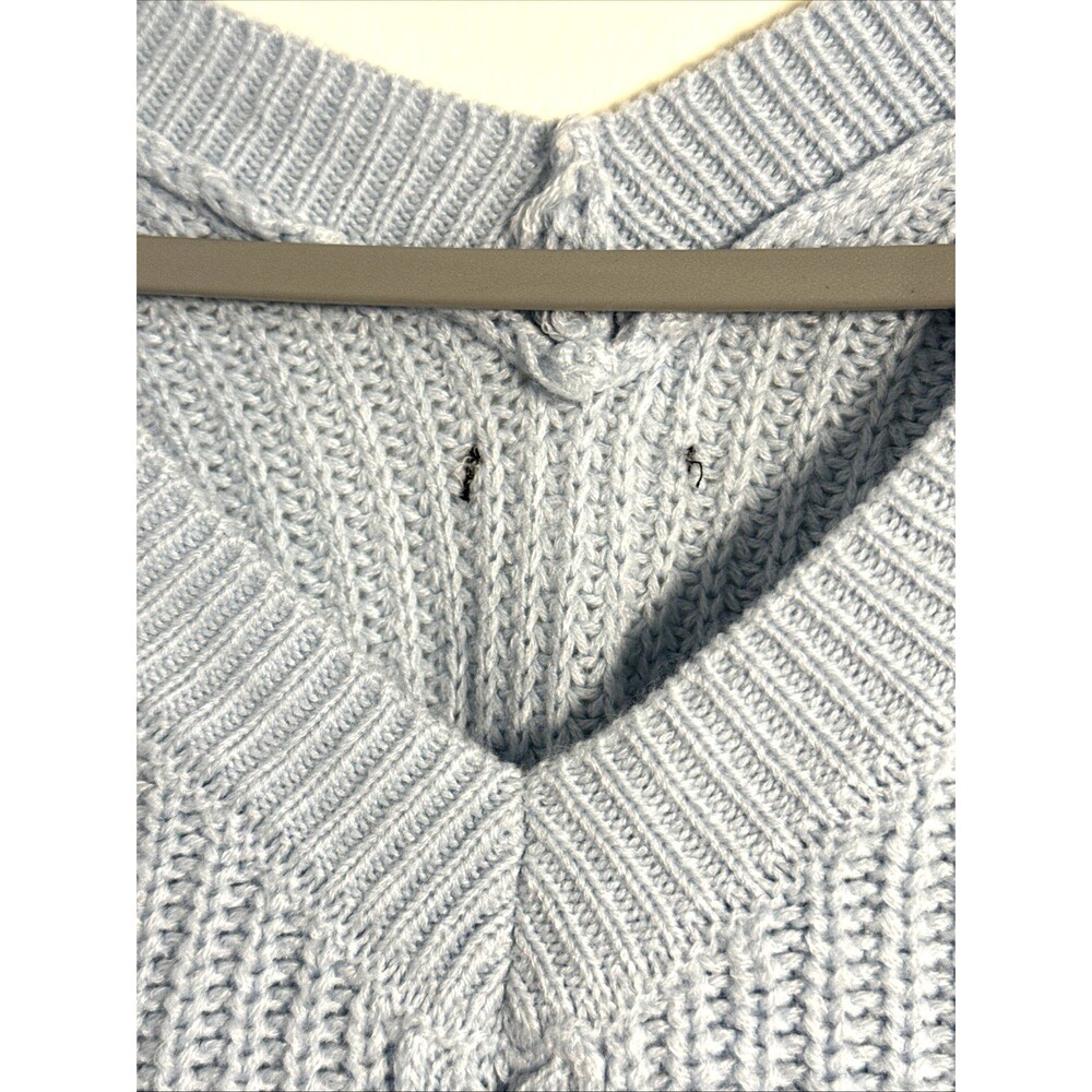 JOLIE & JOY Cropped V Neck Sweater with Drawstring Adjustable Hem Light Blue-S - Picture 5 of 10